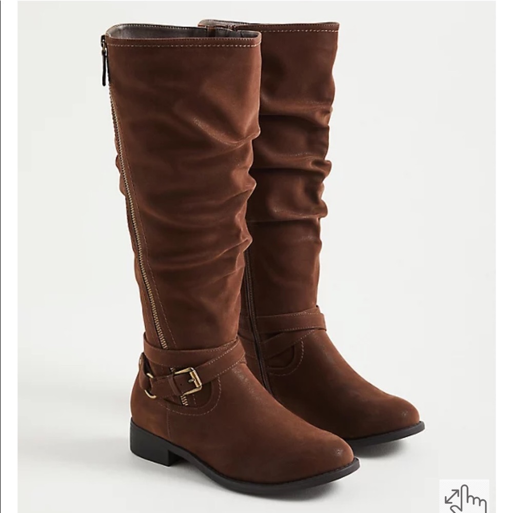 Torrid brown oil suede size zip knee boot size 7